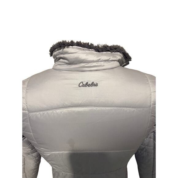 Cabela’s Women Small PrimaLoft Insulated Puffer Jacket Gray Quilted Fleece Lined - Picture 6 of 7